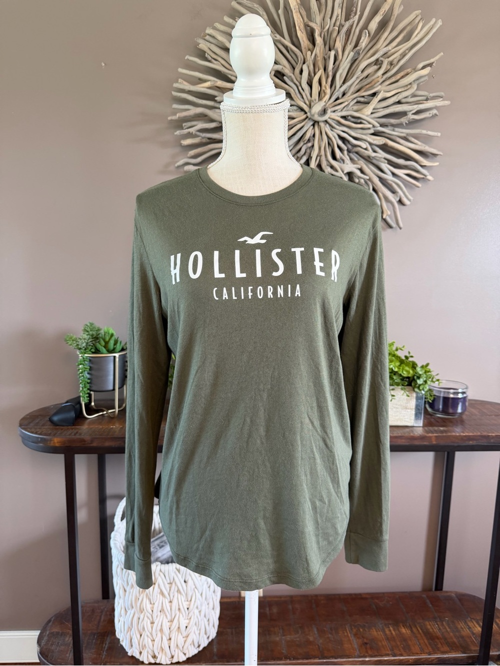 Hollister Long Sleeve Oversized Top in Green